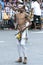 A Wood Tapper performs during the Esala Perahera in Kandy, Sri Lanka.