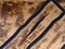 Wood texture plank with dyed black cracks