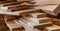 Wood timber construction material for background and texture. close up. Stack of wooden bars. small depth of field.