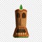 Wood totem idol icon, cartoon style