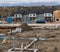 Wood townhouse building under construction