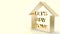 Wood toys home and gold text  3d rendering for letâ€™s stay home content