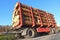 Wood transport on a truck trailer