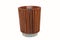 Wood Trash Bin on white background.