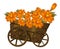 A wood trolley and flower