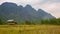 Wood watch\'s house on the empty rice field. Laos