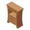 Wood wine cabinet icon isometric vector. Bar bottle