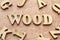 Wood word wooden letters