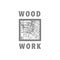 Wood work logo design template. Carpentry professional service. Cross section of a tree. Logo in gray for your design.