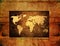 Wood World map vintage artwork