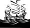 Woodcut Chinese Junk Sailing