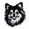 Woodcut-inspired Pomeranian Dog Drawing: Captivating Monochromatic Graphic Design