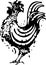 Woodcut Rooster crowing