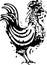 Woodcut Rooster Walking