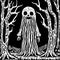 Woodcut Style Spooky Forest Monster