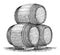 Woodcut Whiskey Barrel Stack