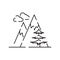 Woodcutter line icon. Logging, sawmill line icon in circles, logging truck, tree harvester, timber, lumberjack, wood and