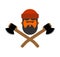 Woodcutter logo. Lumberjack sign. lumberman symbol. feller with