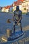 Woodcutter statue and Central square Bardejov, Slovakia