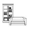 Woode library and sofa armchair furniture in black and white