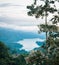 Wooded landscape with a lake in the background