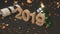 Wooden 2019 number with confetti and serpentine