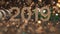 Wooden 2019 number with confetti and serpentine