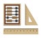 Wooden abacus and rulers