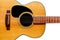 Wooden acoustic guitar isolated closeup