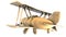 Wooden airplane on a white background. biplane model. 3D rendering