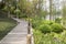 Wooden alley arranged in the Shimen Forest Park