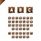 Wooden alphabet blocks with letters and numbers in wood texture area. ABC font for your text message, title or logos design. White