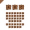 Wooden alphabet blocks with letters and numbers in wood texture area with outline. ABC font for your text message, title or logos