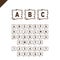 Wooden alphabet blocks with letters and numbers in wood texture area with outline. ABC font for your text message, title or logos