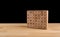 Wooden alphabet blocks, Scandinavian Alphabet wooden Cubes isolated.