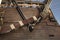 Wooden anchor of old pirate ship close up shot at sunny day