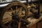 Wooden antique spinning wheel