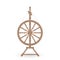 Wooden antique spinning wheel. Vector illustration.