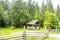 Wooden arbor near the forest