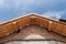 Wooden arch roof. Roof under construction.