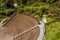 Wooden arena style seating in recreational forest