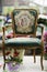 Wooden arm chair with beautiful fabric upholstery