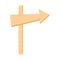 Wooden arrow pointer direction on post isolated vector illustration