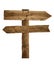 Wooden arrow sign post or road signpost