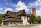 Wooden articular church in Kezmarok and lutheran tower, Slovakia