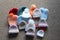 Wooden baby hats group of hand knitted small premature baby hats