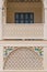 Wooden balcony woodcut trellis panel stencil lattice engraving decorative panel oriental geometric pattern exterior architecture