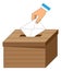 Wooden ballot box with a vote letter