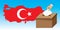 Wooden ballot box with a vote letter and Turkey Ma