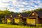 Wooden bamboo cottages in natural tropical jungle resort Krabi Thailand